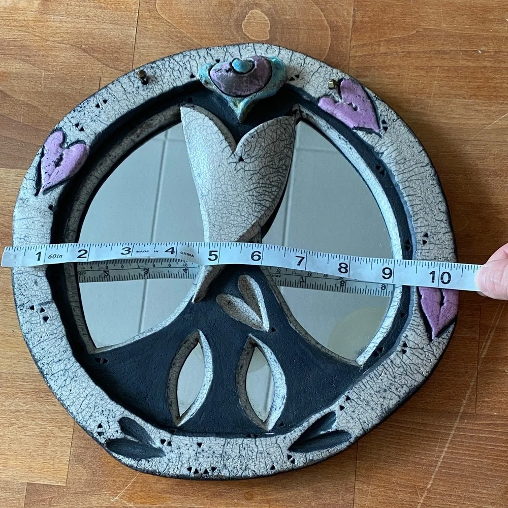 NWOT Artistic Folksy Heart Design Wall Mirror